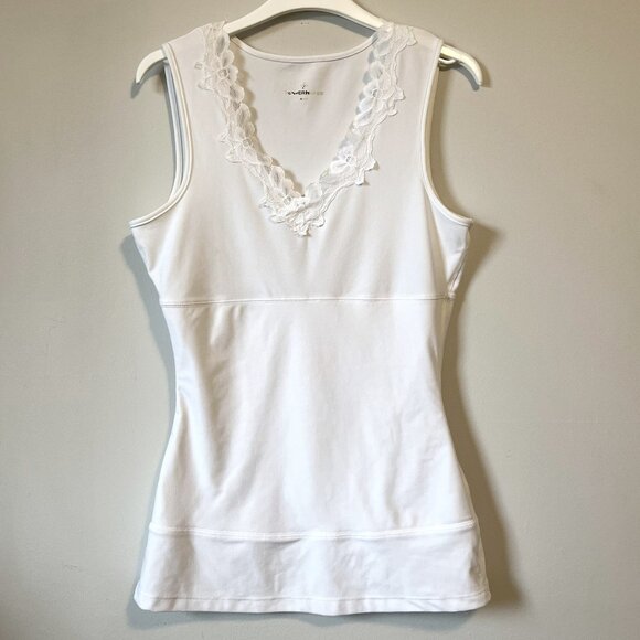 Y2K White Witchy Lacy V-Neck High Waist Bodycon Tank - Picture 2 of 14